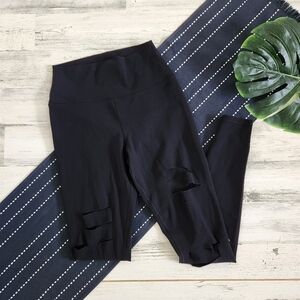 Alo Yoga High Waist Ripped Warrior Leggings Black Size Small
